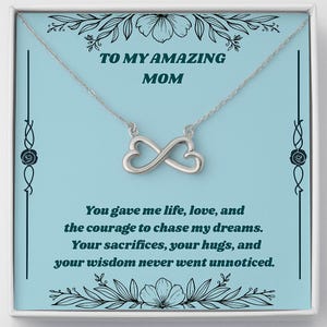 To My Amazing Mom-ketting – Infinity-harthanger met berichtkaart, betekenisvol cadeau voor Moederdag, verjaardag of bedankje