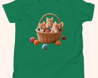 Three Little Kittens in a Basket Kids T-Shirt (S–XL)
