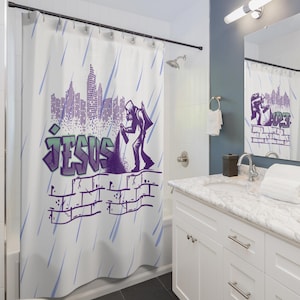 Religious  Graffiti Shower Curtain, Christian Bathroom Decor, Shower Curtains for bathroom, Shower curtain, bathroom decor