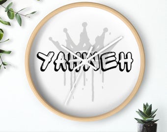 Reloj de pared con grafiti de Yahvé, decoración religiosa para el hogar, acento cristiano, regalo con temática religiosa, decoración de oficina.