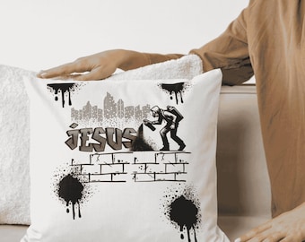 Jesus Dekokissen, religiöses Wohndekor, christliches Kissen, spirituelles Geschenk, Glaubenszubehör, inspirierende Kunst