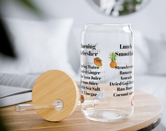 Getränkerezepte Glasbecher, 16 Unzen Sipper Cup mit Strohdeckel
