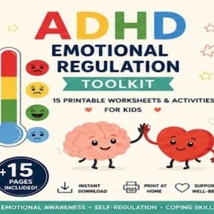 ADHD Zones of Regulation Printable Bundle | Emotional Regulation Activities | Feelings Chart | SEL Worksheets | Therapy Resource for Kids