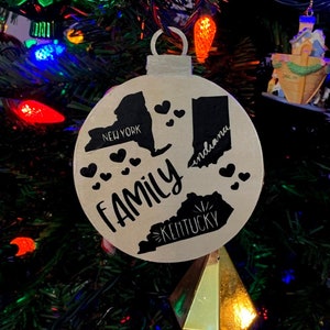 Custom Family Ornament with State Outlines image 1
