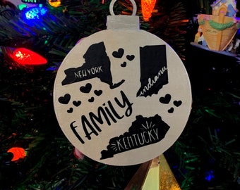 Custom Family Ornament with State Outlines