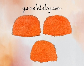 Fluffy, Soft Orange Beanie (toddler-preschooler and teen-adult)