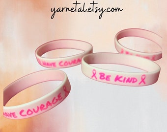 Have Courage, Be Kind Wristband (Breast Cancer, Pink Ribbon)