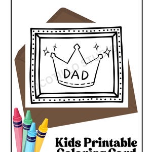 Afdrukbare vaderdagkleurkaart Dad Is King – Leuk knutselwerk voor kinderen