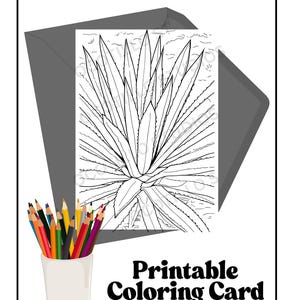 Century Plant – Printable Card and Coloring Sheet Bundle – Digital Download