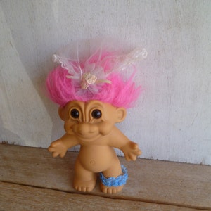 Troll Doll Ace Novelty Bridal Veil 8.5&quot; W/ Hair Adorable Vintage