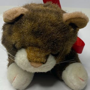 Ty Classic Spice the Cat, pelúcia marrom, gatinho, 33 cm de comprimento, 1997, bicho de pelúcia