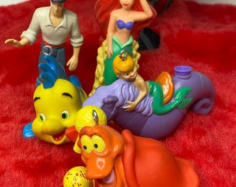 Disney Little Mermaid Christmas Ornaments Cake Topper Figure 4" Tall Set of 5