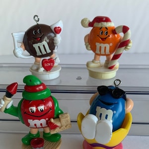 M & M Christmas Ornaments Candy Cake Toppers Set of4 Burger King