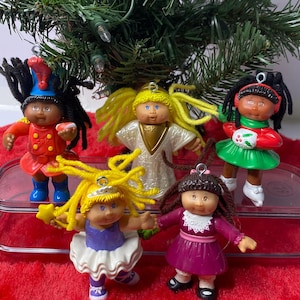 Cabbage Patch Christmas Ornaments Cake Topper Set of 5 1992 Made from McDonalds Happy Meal Toys