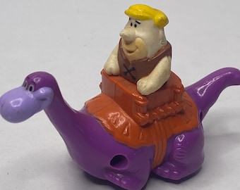 Vintage FLINTSTONES Fred Barney Dino Pvc Toys Bendy Figure Toy