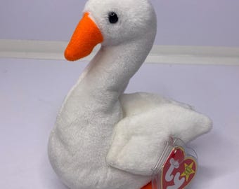 Zeldzame Ty Gracie de Zwaan beanie pluche baby met labels 7" hoog 1996