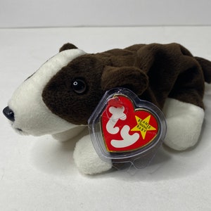 Ty Bruno der Bullterrier Hundemütze Baby Plüschhund W / Tags 8 "Long 1997 Stofftier Spielzeug