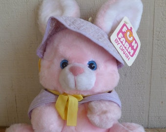 Dakin Plush Rabbit Bunny "Fun Farm" W/ Tags 10" Tall Sitting 1985