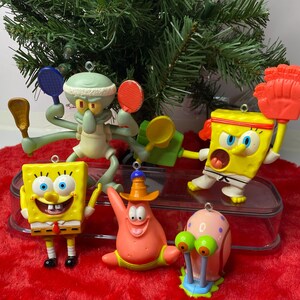 Sponge Bob Christmas Ornaments Cake Topper Set of 5 McDonalds Happy Meal Toys