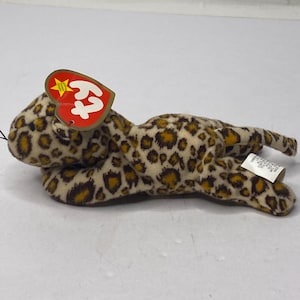 Ty Freckles the Leopard Teenie Beanie Baby Plush Leopard W/ Tags 6&quot; Long 1999 Stuffed Animal Toy