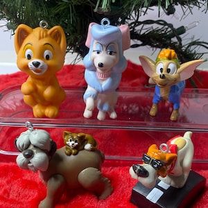 Disney Oliver and Company Christmas Ornaments Set of 5 McDonalds Happy Meal Toys