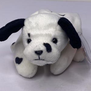 Ty Dotty the Dalmatian Beanie Babies Plush Dalmatian Puppy W/ Tags 8&quot; Long 1996 Stuffed Animal Toy