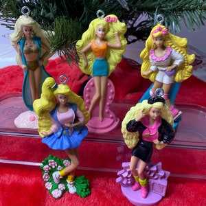 Barbie Christmas Ornaments 4&quot; Tall 1992 Set of 5 Mattel Happy Meal Toy