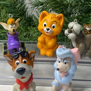Disney Oliver and Company Christmas Ornaments Set of 5  McDonalds Happy Meal Toys