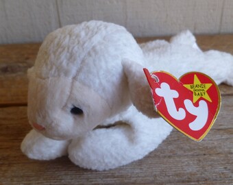 Ty Beanie Baby Plüsch Lamm Schaf ""Fleece"" W / Tags 8" Long 1996 Stofftier Spielzeug."