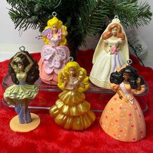 Barbie Christmas Ornaments Cake Topper Set of 5 Mattel 4&quot; Tall 1992 Happy Meal Toys