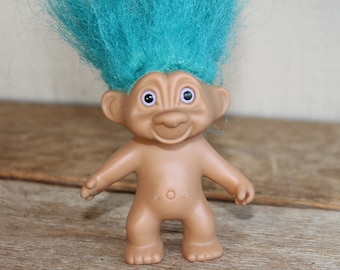 Troll Doll Vintage Blue Hair 6.5" Tall W/ Hair Adorable Vintage