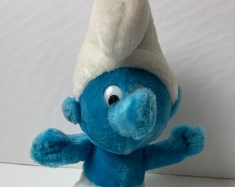 Smurf Plush Doll Wallace Berrie 10" Tall Sitting 1979 Stuffed Toy Doll Peyco