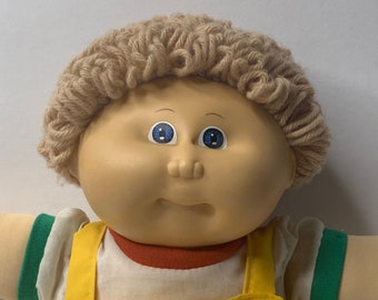Cabbage Patch Kids Blond Hair Blue Eyes Boy w/ Outfit 17" Tall 1982 Stuffed Toy Doll See Description