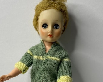 Horsman Sleepy Eye-pop met gehaakte outfit Blue Eyes 15" hoog 1981