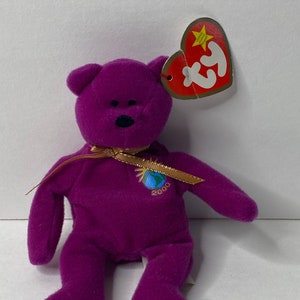 Ty Millennium the Bear Teenie Beanie Baby Plush Purple Bear W