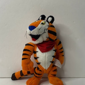 Kellogg's "Tony The Tiger" Plush W/ Kerchief Frosted Flakes 8" Tall 1997 Stuffed Animal Toy