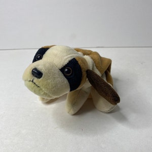 Ty Bernie the Dog Beanie Babies Plush Saint Bernard Dog 9" Long 1996 Stuffed Animal Toy
