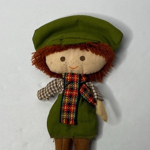 Bambola di stoffa natalizia Tiny Tim, Hallmark Cards, alta 15 cm, bambola di peluche vintage degli anni '70