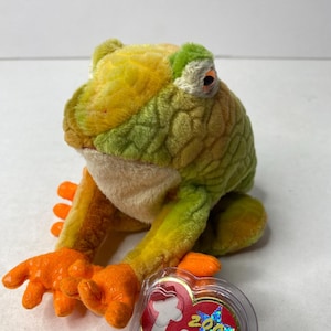 Ty Prince the Frog Beanie Baby Plush Frog Tie-Dye W/ Tags 8&quot; Long Y2K Stuffed Animal Toy