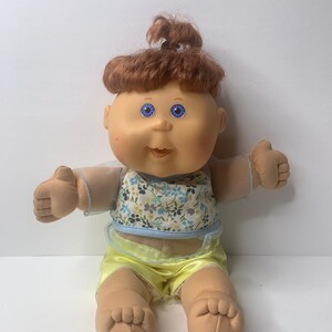 Cabbage Patch Kids Preemie Play Along Doll  Brown Hair Blue Eyes Teeth 15" Tall 2004 Doll