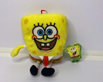 Sponge Bob Square Pants Plush  2003 Viacom 8" Tall W/ Tags Stuffed Toy Doll