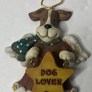 Figi Graphics Dog Figure Christmas Ornament "Dog Lover" W/ Tag 4.75" Tall 1999