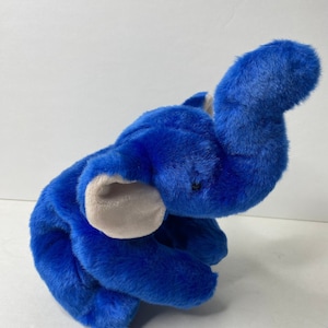 Ty Peanut the Elephant Beanie Buddies Royal Blue Plush Elephant 17&quot; Long 1998 Stuffed Animal Toy