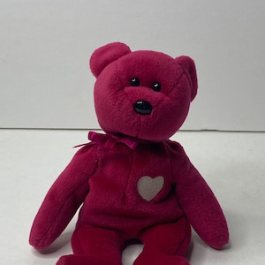 Ty Valentina the Valentine&#39;s Bear Beanie Baby Plush Bear With Heart 8.5&quot; Tall 1998 Stuffed Animal Toy