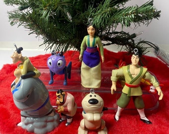 Disney Mulan Christmas Ornaments Action Figure Cake Topper Set of 6 Pvc McDonalds 1998