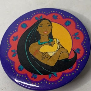 Vintage Disneyland Pocahontas Metal Pinback Button Monterey Park Ca image 1