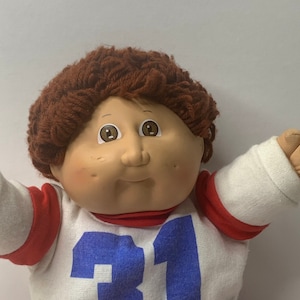 Cabbage Patch Kids Boy Doll Brown Hair Brown Eyes 17" Tall 1982 Stuffed Toy Doll Football Player