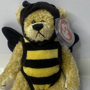 Ty Beezee the Bear Attic Treasures Plush Bear W/ Tags You BEE-long to ME! 8" Tall 1993 Stuffed Animal Toy