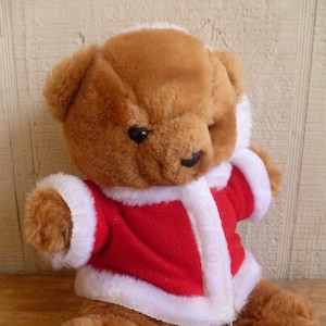 Jerry Elsner Plush Santa Teddy Bear Christmas Bear 8&quot; Tall Stuffed Animal Toy