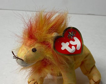 TYシリーズBEANIE BABYとBEANIE BUDDYのライオンぬいぐるみ Beanie Babies Groowwl the Lion Plush Toy, 6 x 4 x 3 Inches, Mint